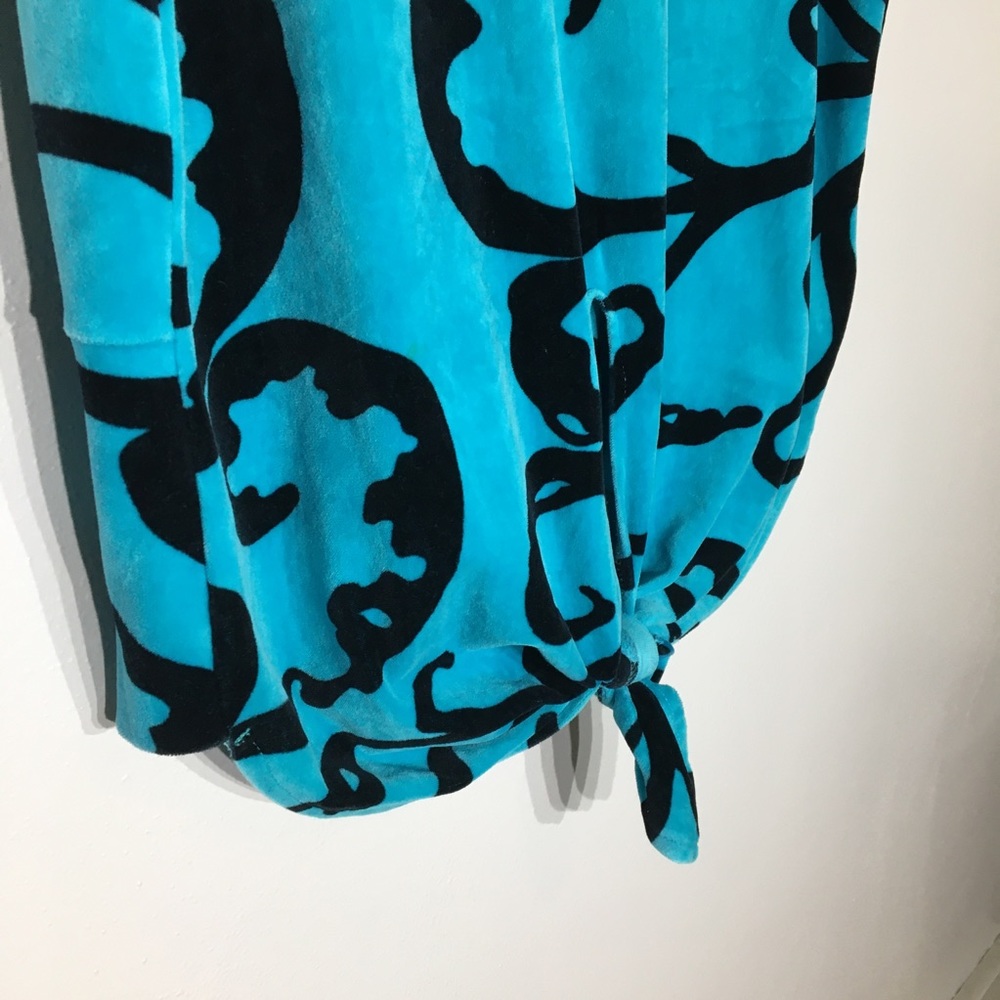 Vintage 80s Teal Black Velour Long Oversized Tunic - Picture 14 of 15